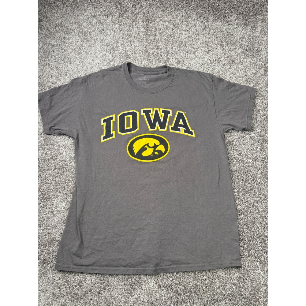 Fanatics Iowa Hawkeyes T Shirt Mens Large Gray Short Sleeve NCAA Graphic Tee